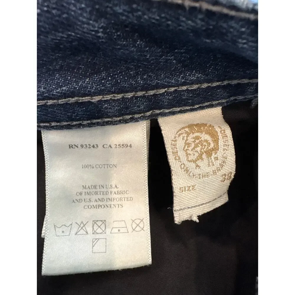 Diesel Buster Jeans Mens 38x32 Blue Slim Tapered Button Fly 100% Cotton USA Made